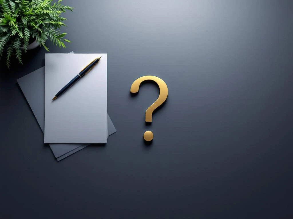 Moderne bureau met calculator, vulpen en financiële documenten in minimalistisch design met navy en goud tinten